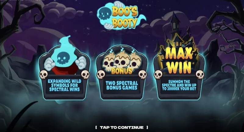 Boo's Booty - tabela de recursos de bônus e Feature Buy